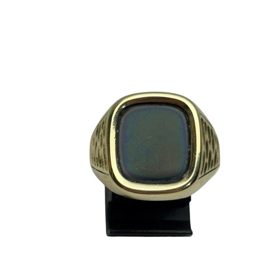 Zegelring onyx met reliëf 14k goud