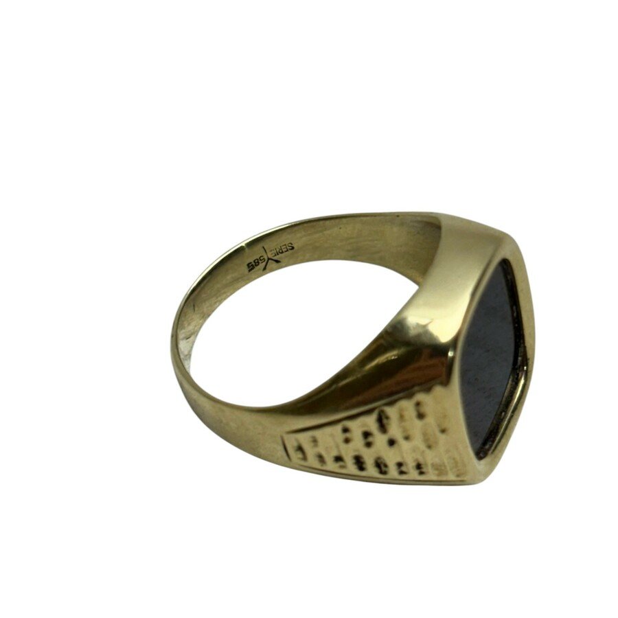 Zegelring onyx met reliëf 14k goud - Afbeelding 3