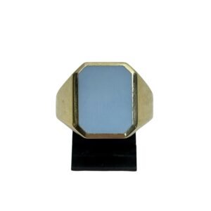 Zegelring met blauwe steen 14k goud