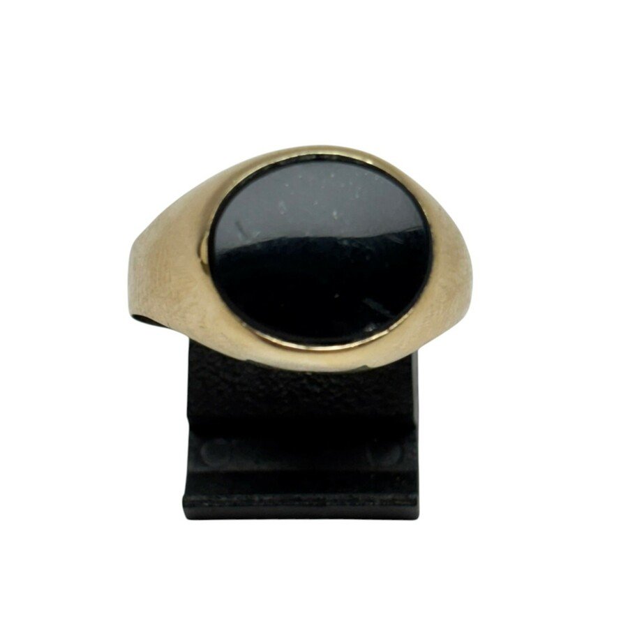 Zegelring met ronde onyx 14k goud - Afbeelding 2