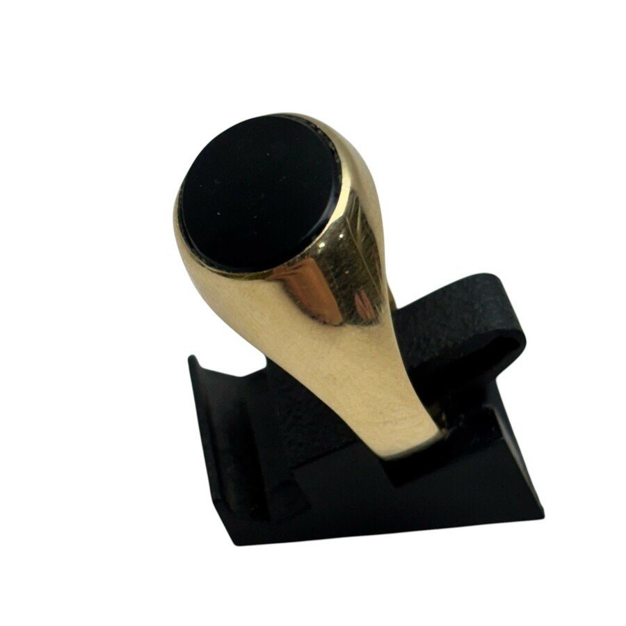 Zegelring met ronde onyx 14k goud - Afbeelding 3