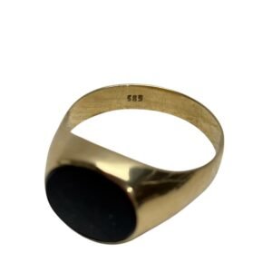 Zegelring met ronde onyx 14k goud
