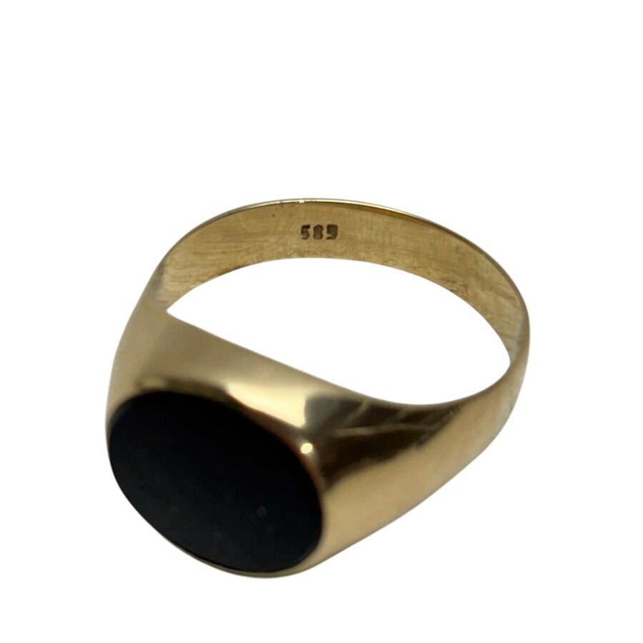 Zegelring met ronde onyx 14k goud